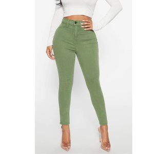 New with Tags - Petite Classic High Waist Skinny Jeans - Olive